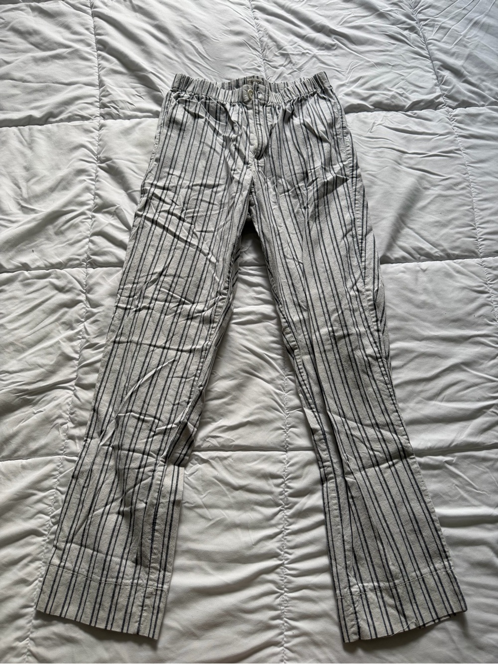 Brandy Melville White and Grey Striped Straight Leg Pants